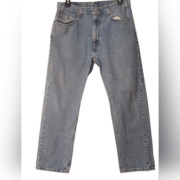 Levis  Mens 505 Jeans 38x30 Blue Denim Straight Leg,Red Tag Vintage, Medium Wash - Picture 2 of 10